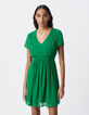Vestido verde plisado cintura-3