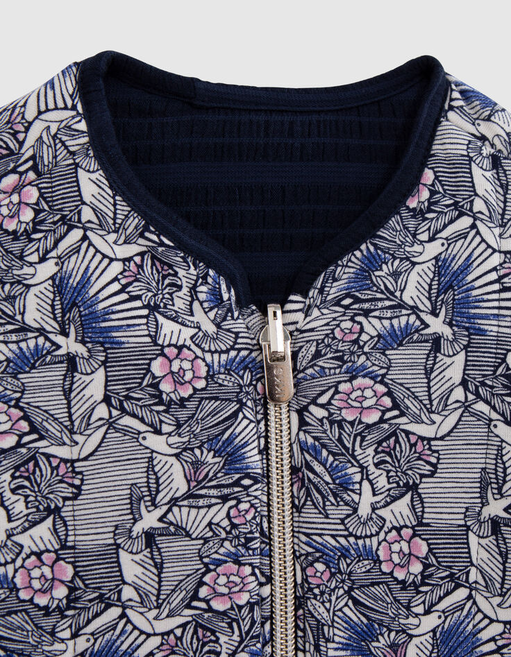 Cardigan réversible marine et imprimé colibrisbébé fille-5