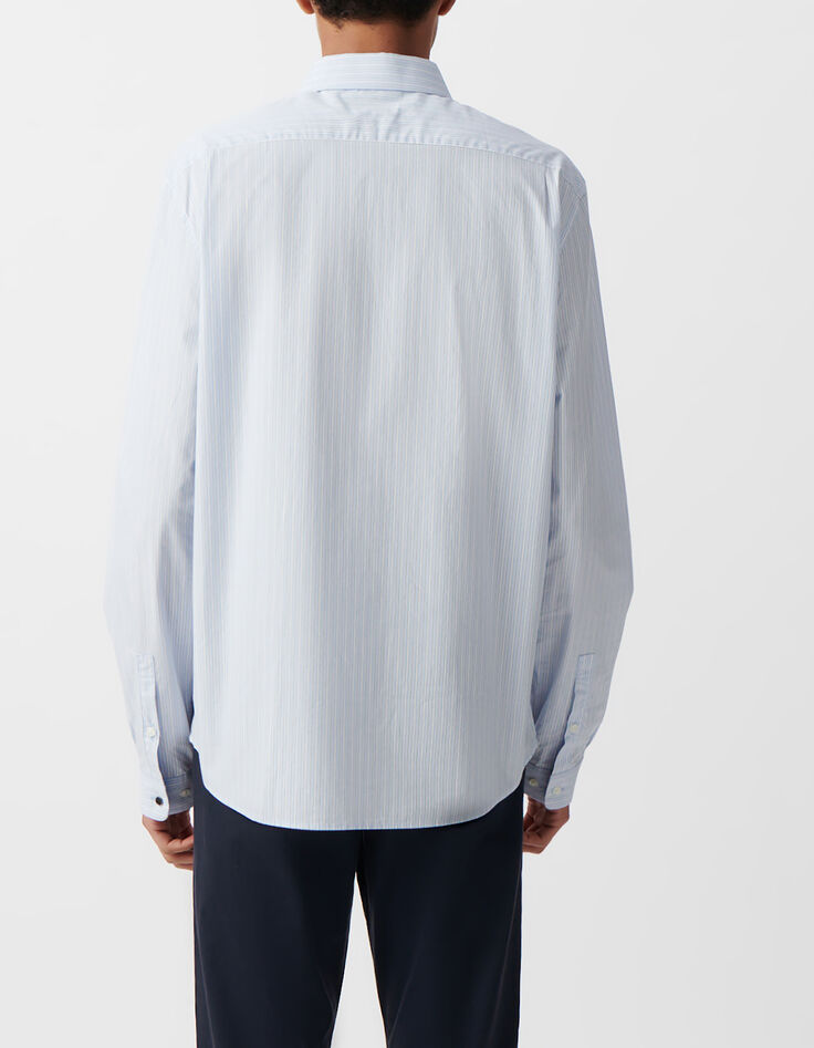 Himmelblaues REGULAR-Herrenhemd, Biobaumwolle, Streifen-3