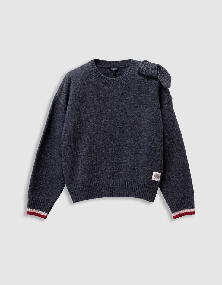 Jersey gris punto maxi lazo hombro niña-3