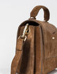 Cognacfarbene Trapeztasche aus Leder I.Code-5