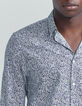 Chemise SLIM marine bio imprim&eacute; micro-fleurs Homme-3