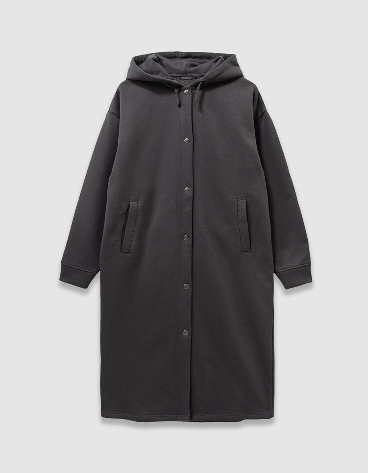 Girls’ grey midi-length hooded cardigan-4 Girls’ grey midi-length hooded cardigan-4