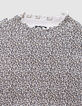 Beige T-shirt opstaande kraag luipaardstrikjes meisjes-5