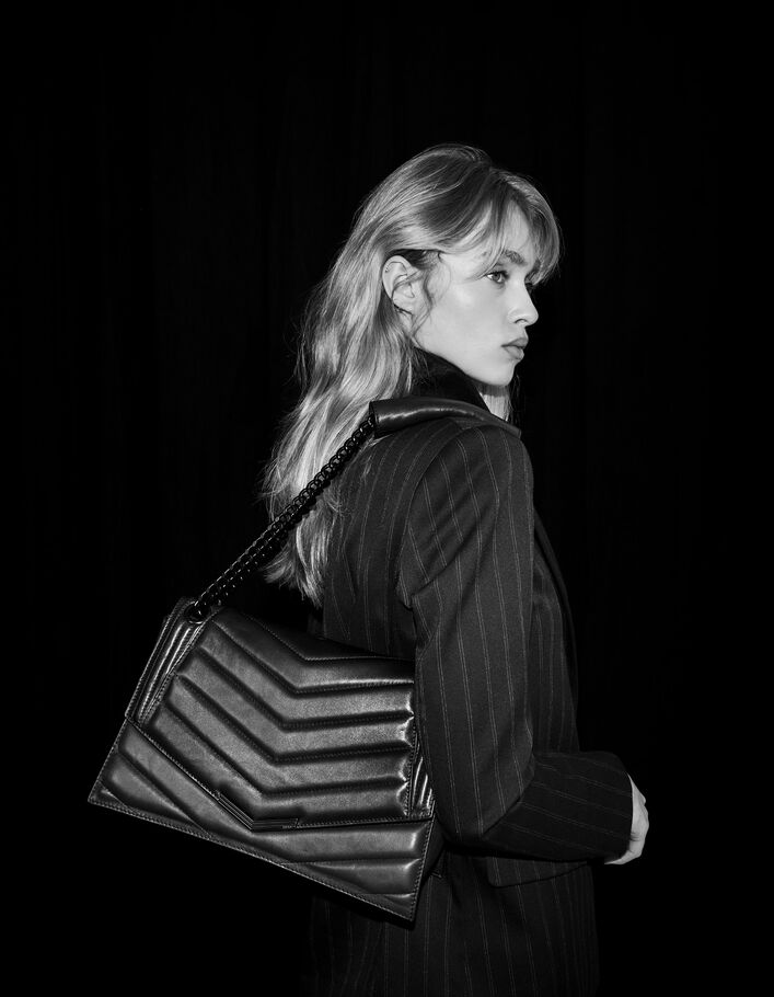 Sac Pochette IKKS Amore Mio En Cuir Noir Matelassé Clouté – Parfait état – Occasion