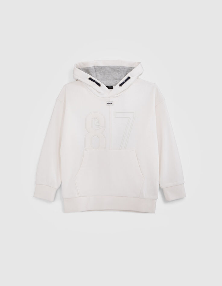 Sweat blanc cass&eacute; mix molleton maxi broderies gar&ccedil;on-1