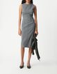 Mouwloze grijze denim jurk met split Dames-1
