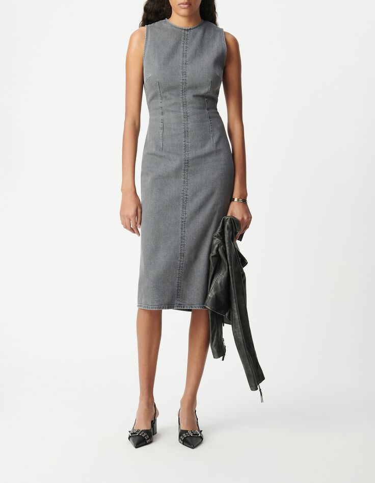 slim fit dress slacks Beyond Denim Dress | Vintage Grey A-Line Jumper Skirt