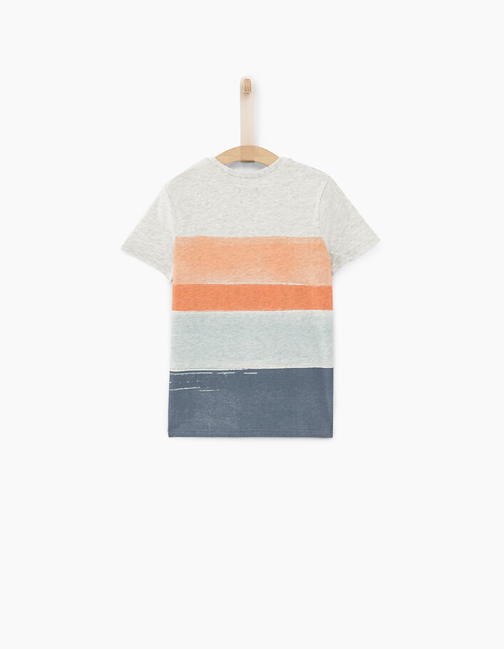 Boys' grey marl wide striped T-shirt  - IKKS