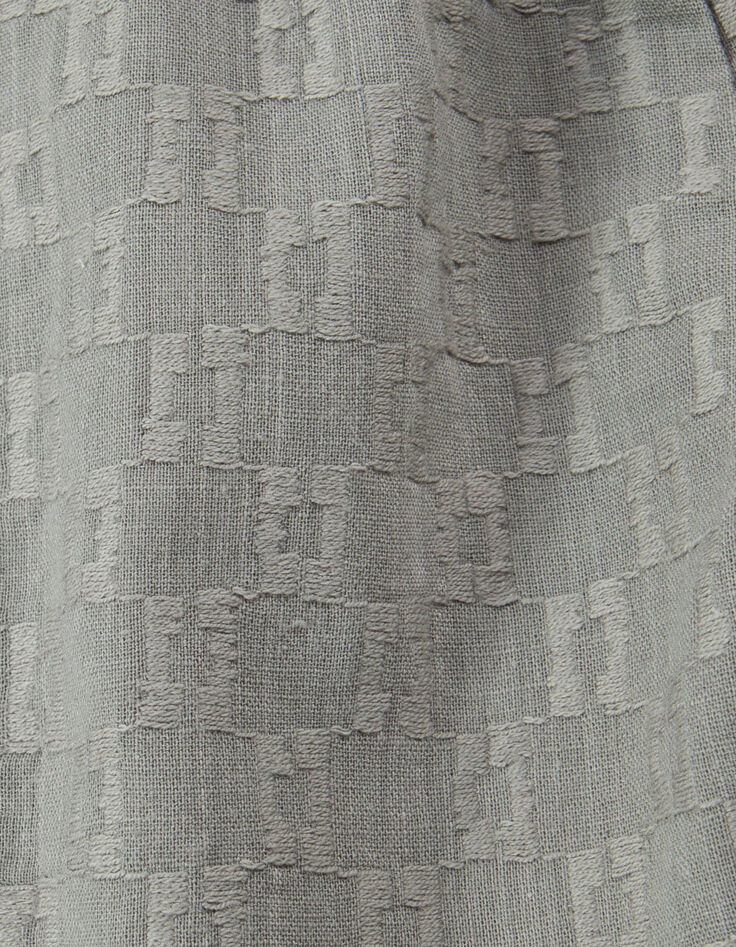 Kaki short jacquardstof en ladderajour meisjes-6