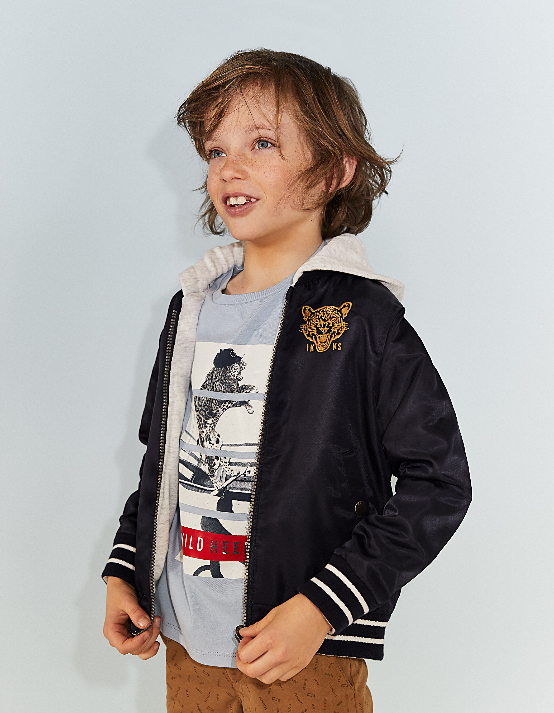 Bomber reversible navy et beige clair garcon IKKS