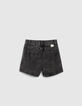 Short en jean noir délavé fille-2