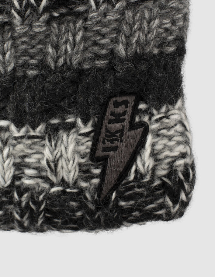 Baby boys’ dark grey wide-stripe knit snood - IKKS