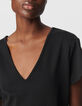 Women's black two-material pleated maxi dress-4