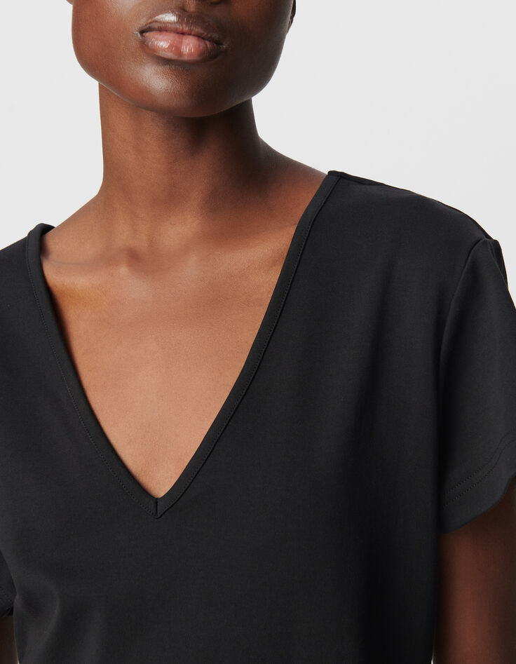 Women's black two-material pleated maxi dress-4