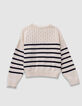 Jersey crudo de algod&oacute;n org&aacute;nico a rayas marineras ni&ntilde;a-3