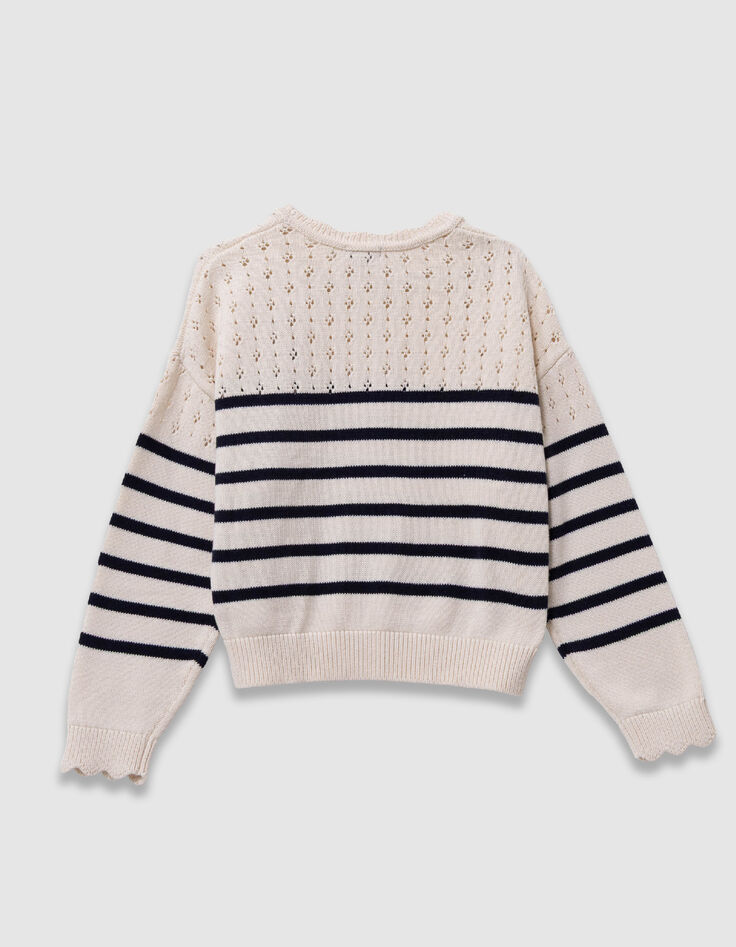 Jersey crudo de algod&oacute;n org&aacute;nico a rayas marineras ni&ntilde;a-3