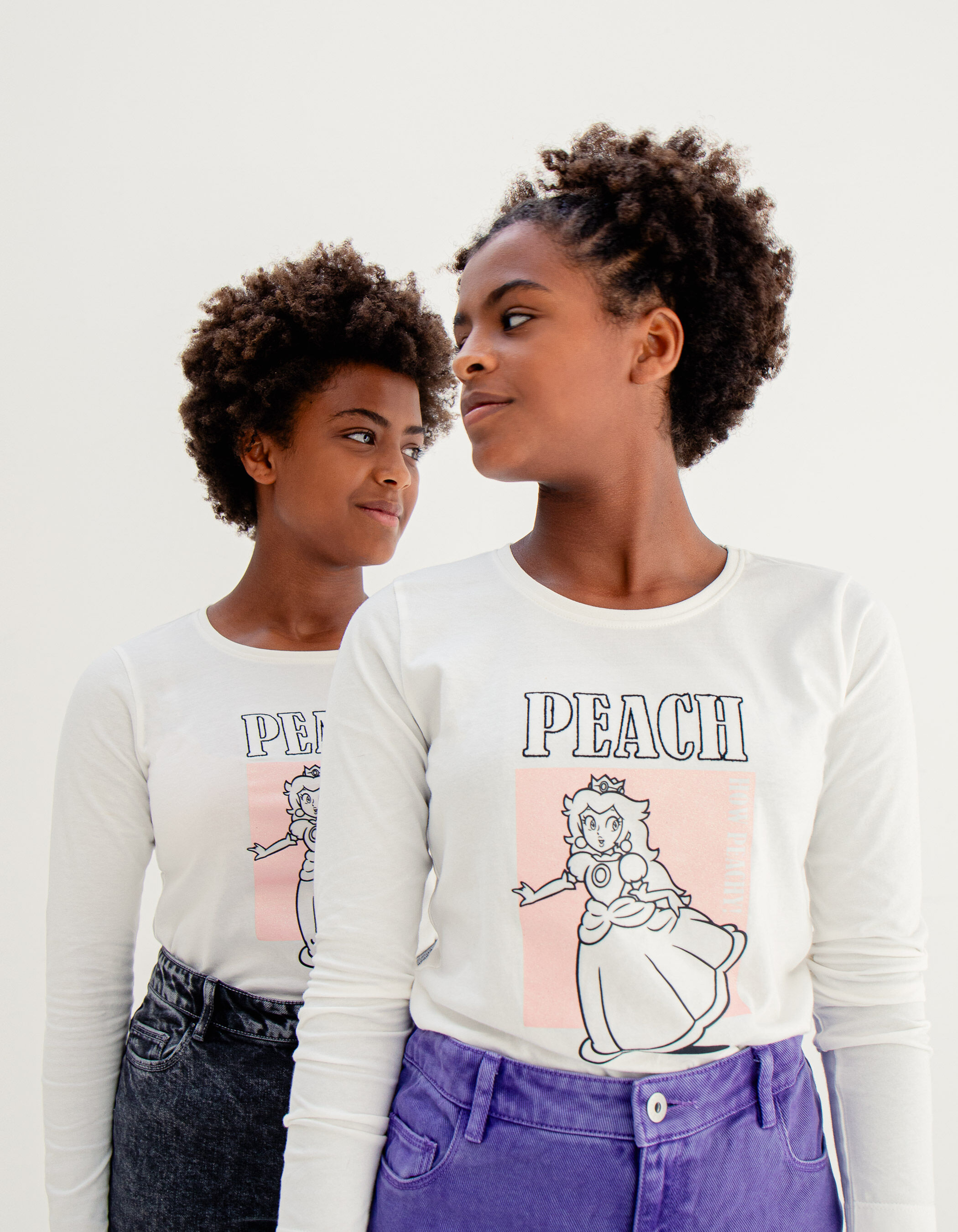 Camiseta PRINCESA PEACH blanca Peach lentejuelas nina