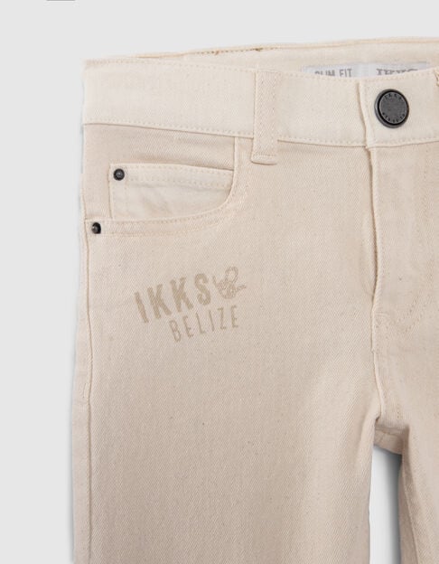 Boys&rsquo; beige slim jeans with mixed print and embroidery - IKKS