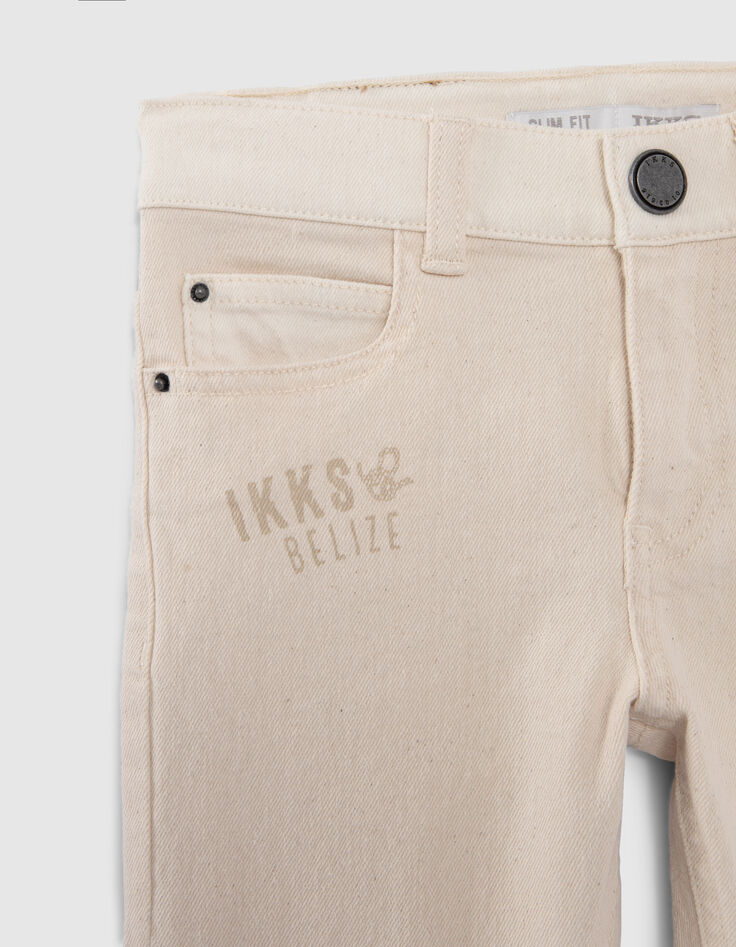 Boys’ beige slim jeans with mixed print and embroidery-3