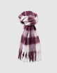 Girls’ burgundy fringed scarf with white XL checks-3