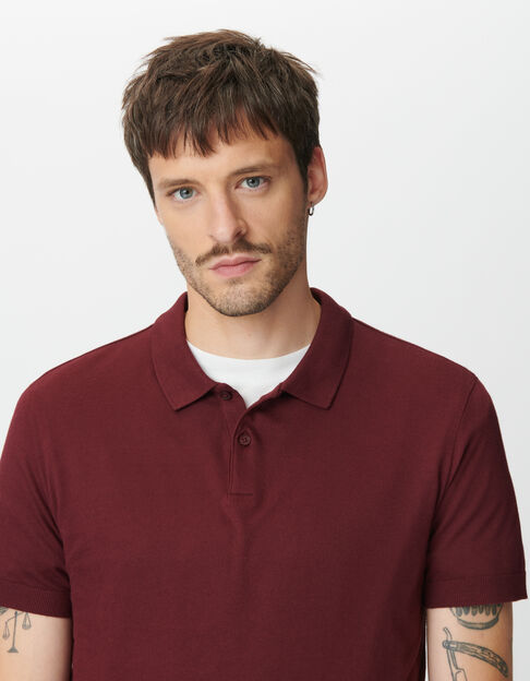 Polo bordeaux coton modal manches courtes Homme - IKKS