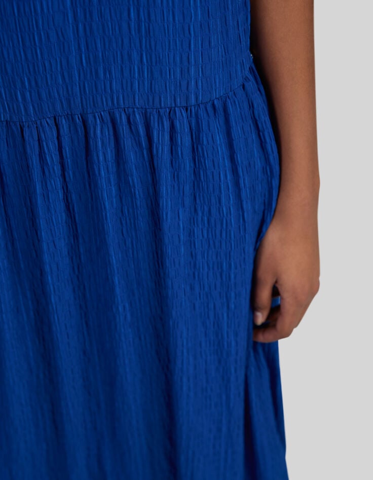 Women’s cobalt recycled waffle fabric long dress-5