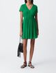 Robe verte d&eacute;tail pliss&eacute; taille-1