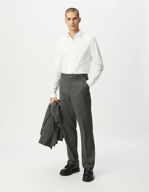 Camisa SLIM blanca algodón botones ocultos hombre - IKKS