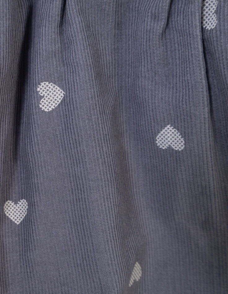 Korte blauwe fluwelen rok hartmotief meisjes-9