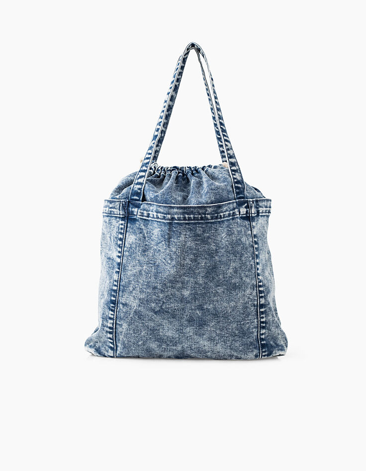 Bolso vaquero light blue con palmeras rosas niña-4