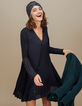 Robe noire plissée avec galons ajourés et cloutés I.Code-1