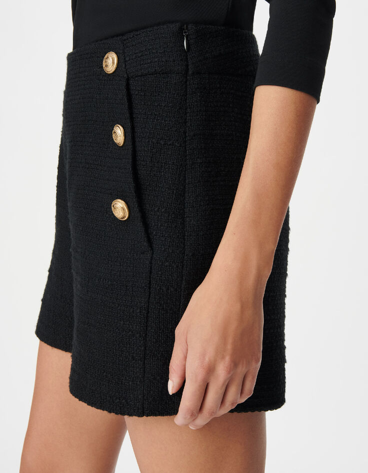 Schwarze Deckshorts f&uuml;r Frauen mit Tweed-Effekt-5