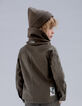 Kaki gebreide muts en snood rubbermarkering jongens-5