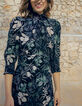 Zwarte midi-jurk LENZING™ ECOVERO™ orchideeprint Dames-7