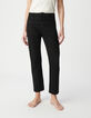 Schwarze, gerade geschnittene Damen-Jeans mit schwarzen Strasssteinverzierungen-3