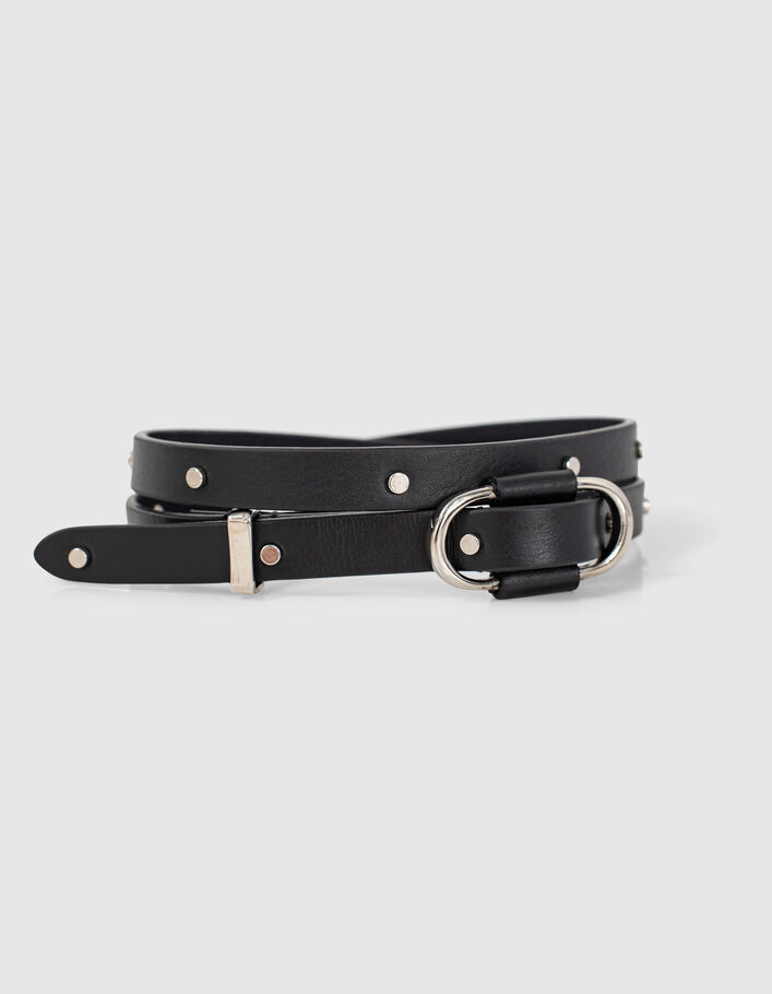 I.Code black studded smooth leather belt - IKKS