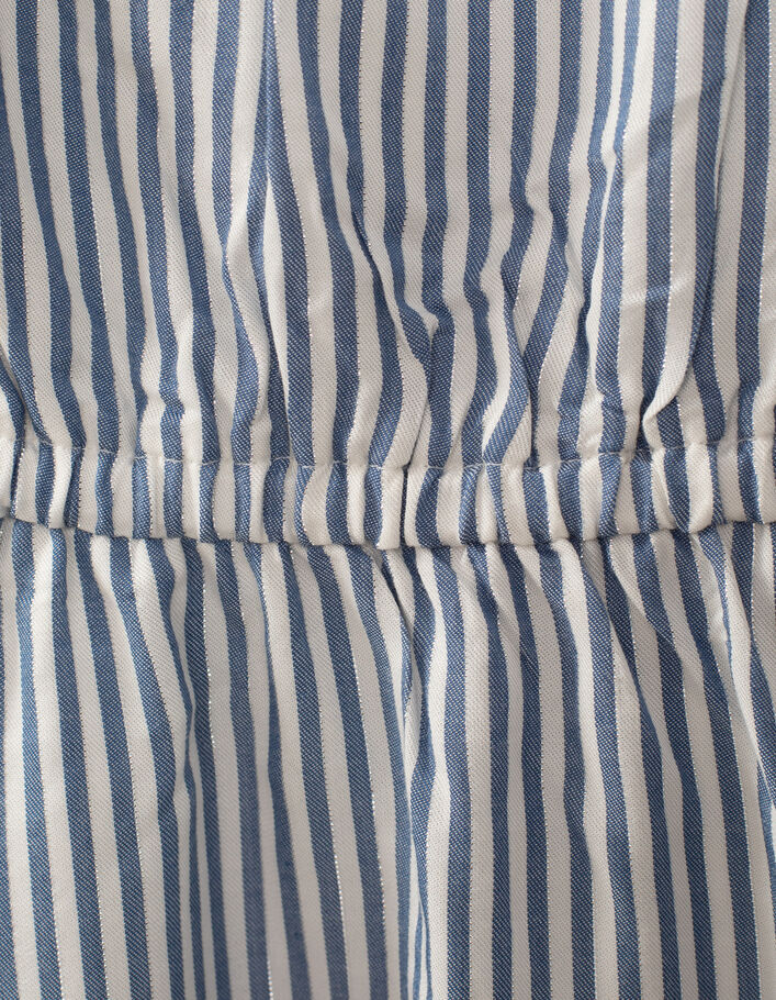 Girls’ ecru dress with blue and silver stripes - IKKS