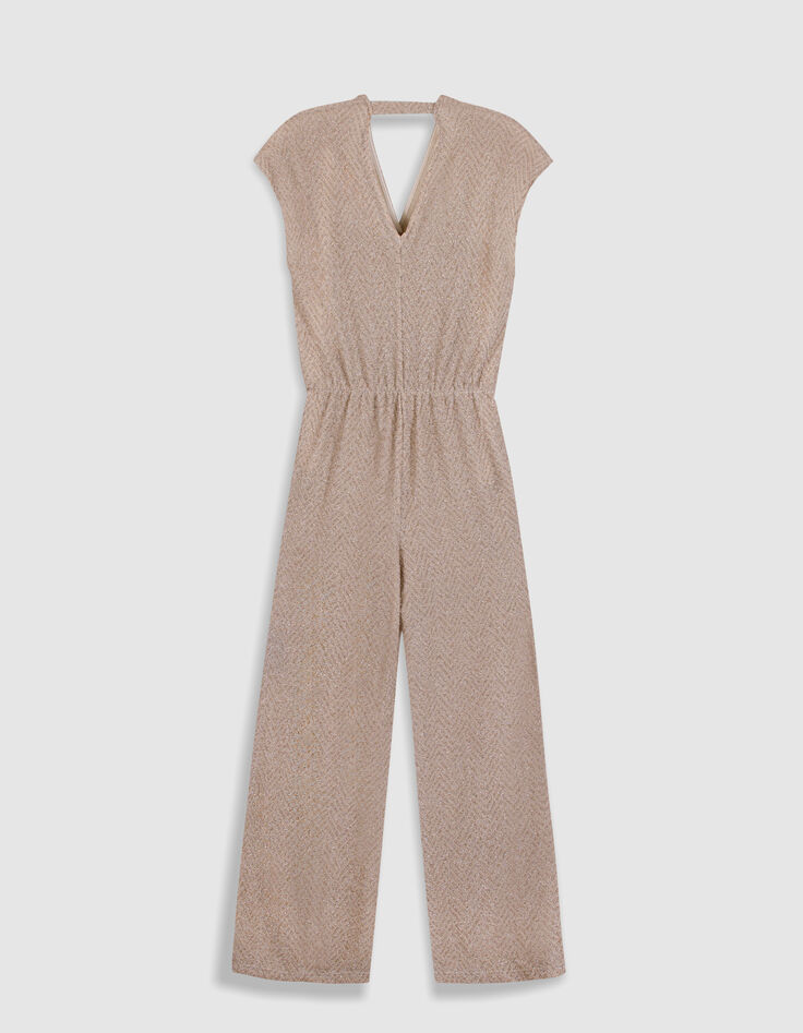 Pantal&oacute;n de mujer de l&uacute;rex en espiga beige-8