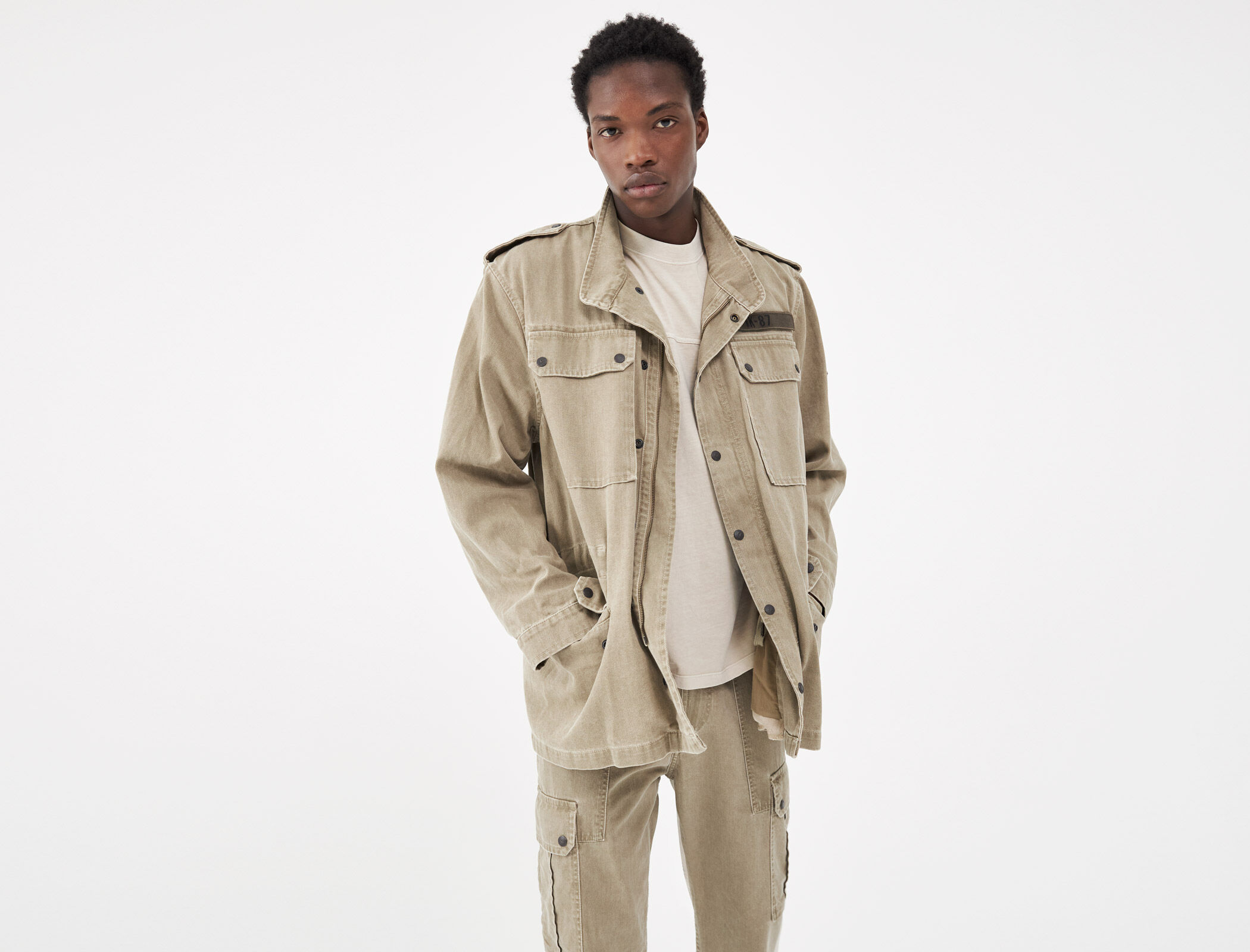 Men s light khaki Terra Denim safari jacket