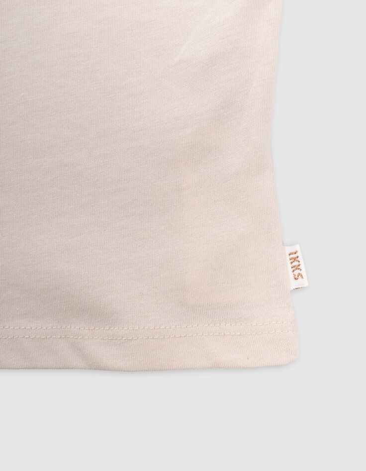T-shirt beige coton bio palmier-tigre copper fille-5