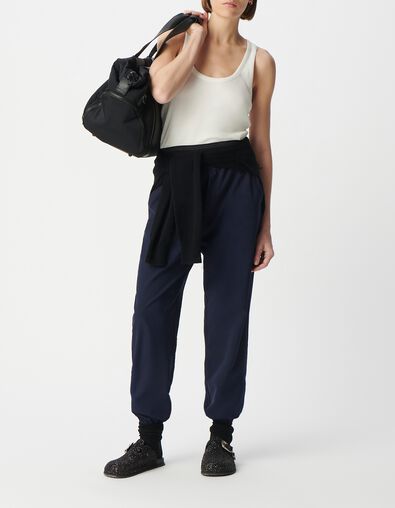 Pantal&oacute;n jogging azul marino de mujer con doble cintur&oacute;n - IKKS