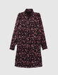 Women’s black short sheer dress with pink velvet print-6