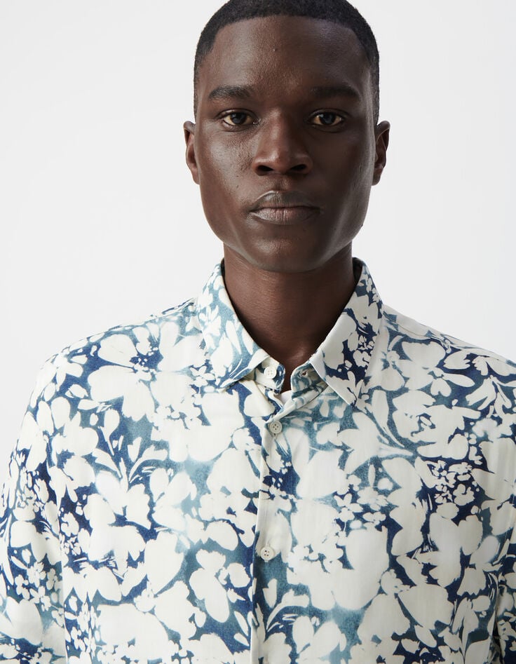 Chemise REGULAR encre LENZING™ ECOVERO™ floral aquarellé Homme-4 Chemise REGULAR encre LENZING™ ECOVERO™ floral aquarellé Homme-4