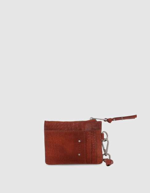 Women’s orange croc-embossed 1440 Banker card holder