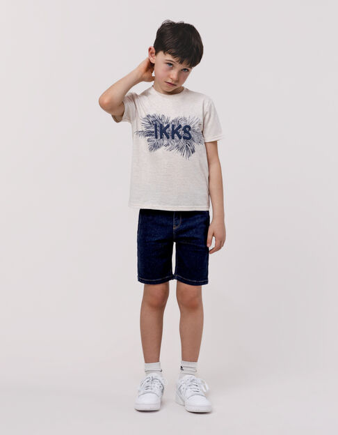 Gemêleerd beige T-shirt geflockt rubber logo IKKS jongens - IKKS