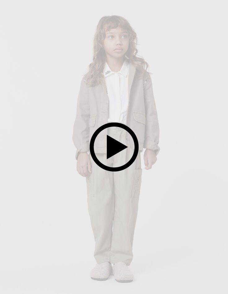 Sahariana caqui maxi bordado espalda ni&ntilde;a-8