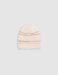 Ecru lurex gestreifte Strickmütze Baby Mädchen-3