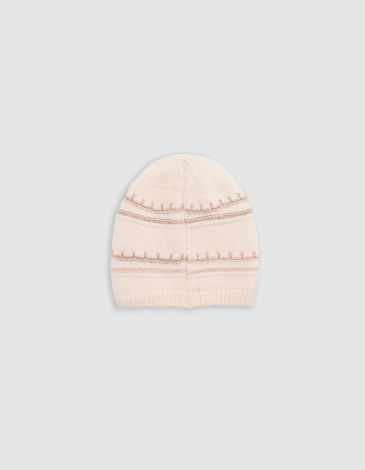 Ecru lurex gestreifte Strickmütze Baby Mädchen-3