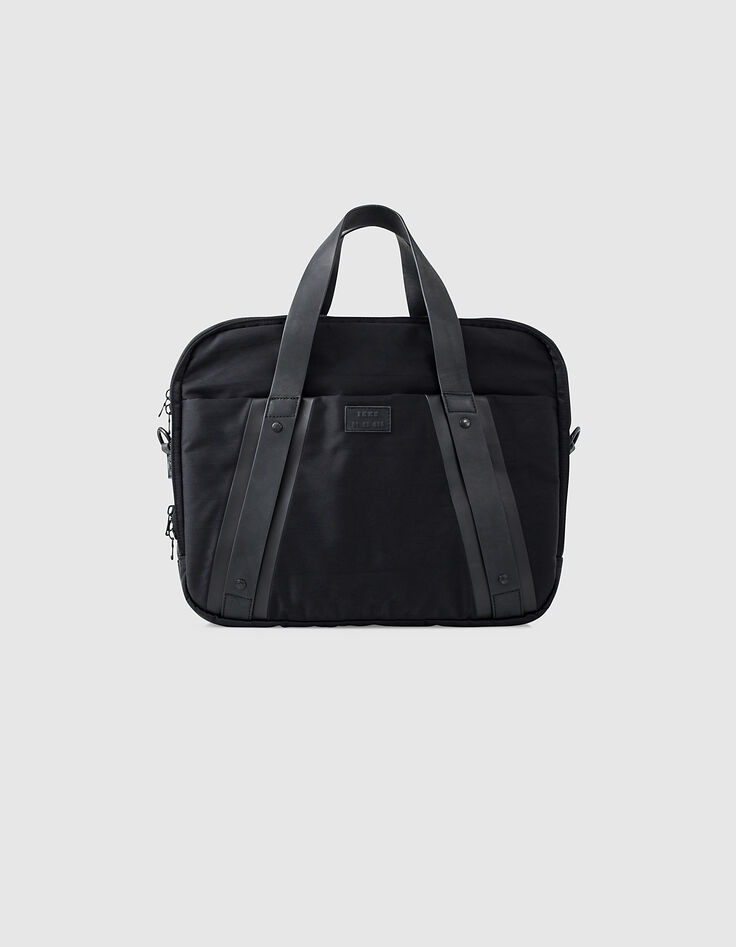 Sac noir en nylon cuir homme-1